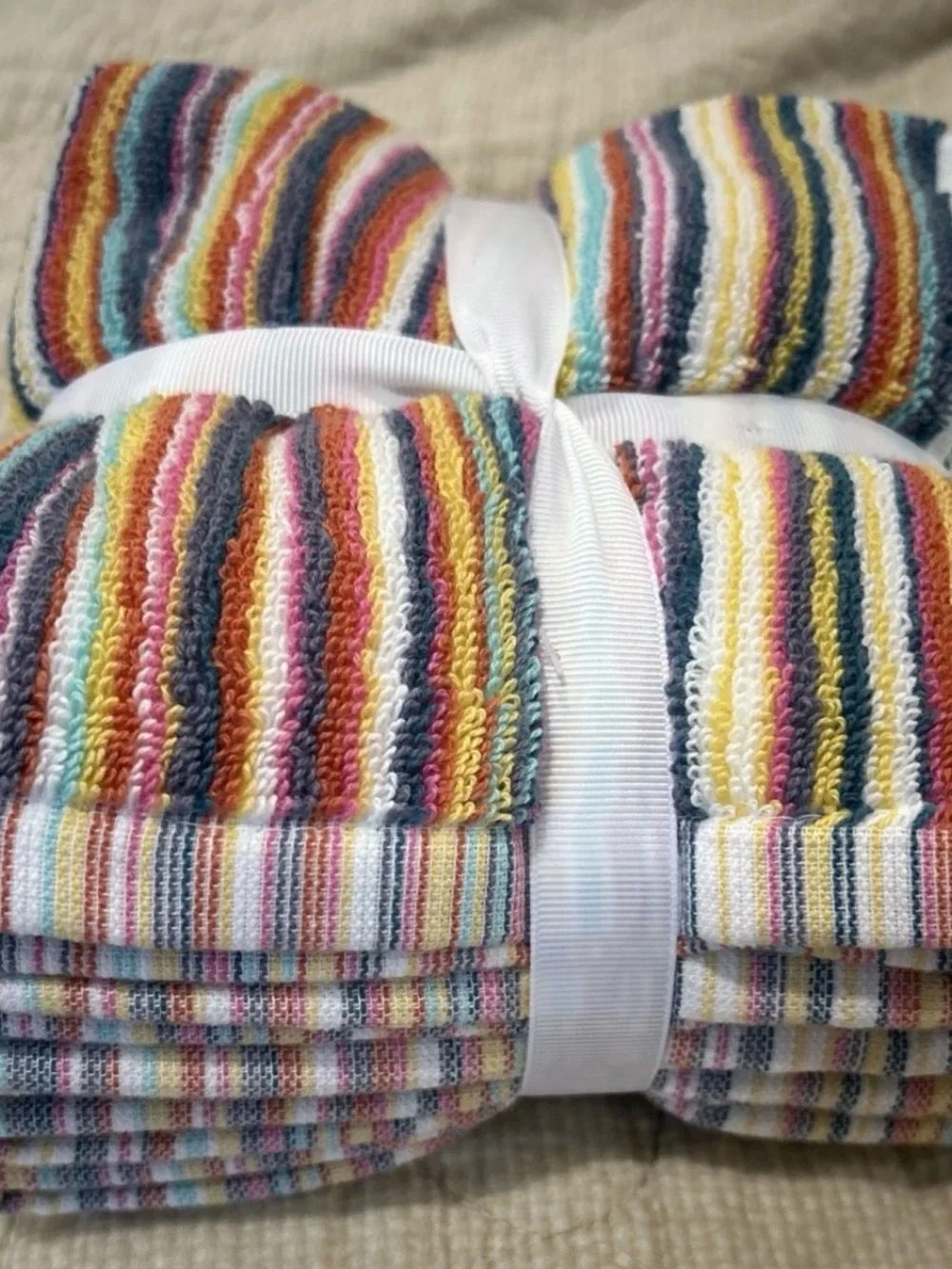 Rachel Zoe Striped Rainbow Multicolored 4 PC Washcloth Set